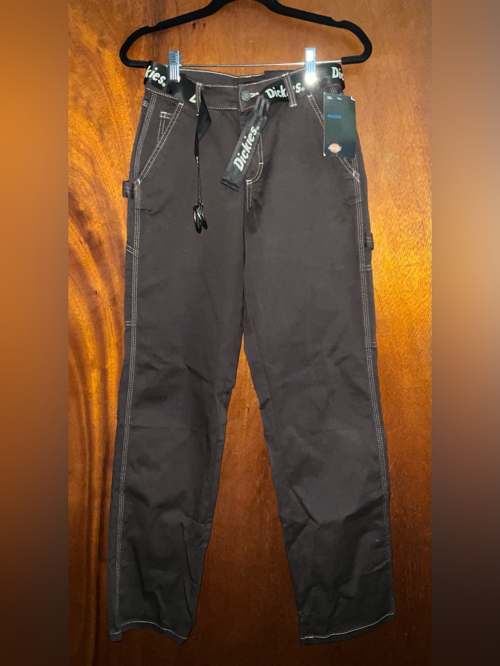 Dickies Women’s Brown Cargo Work Pants with Contrast Stitching
